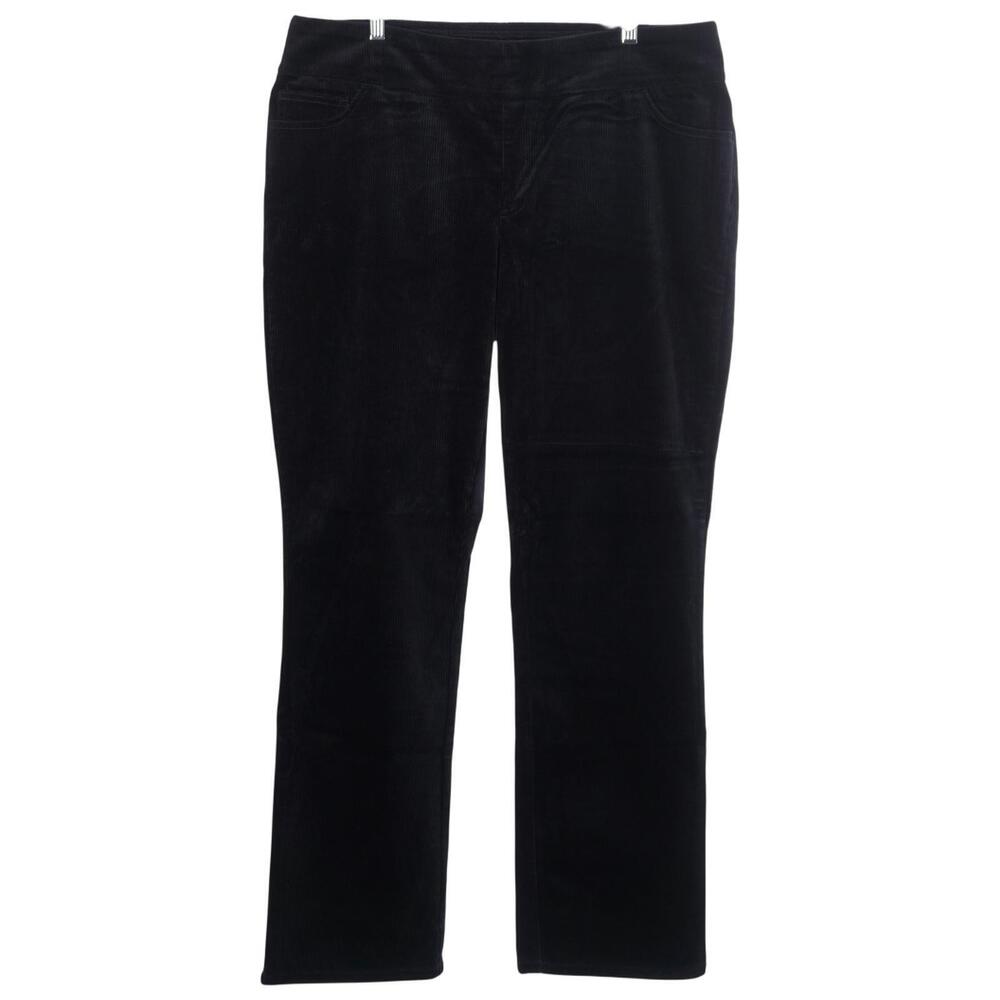 Denim & Co. Pants 18W Black Corduroy Pull On Stretch Straight Leg Pockets
